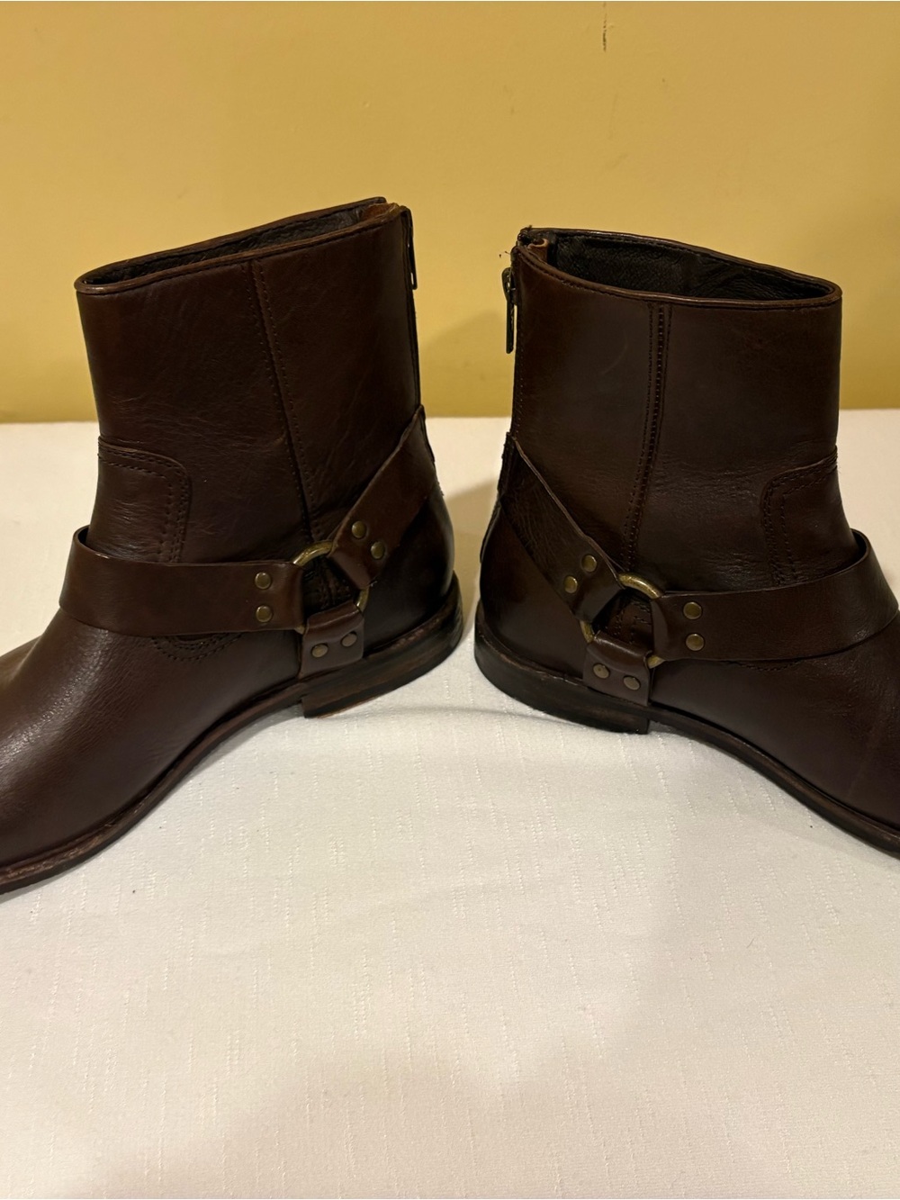 Frye Brown Leather Harness Ankle Boots